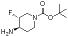 (3R,4R)-4-Amino-3-fluoro-1-piperidinecarboxylic acid 1,1-dimethylethyl ester molecular structure (CAS 1260612-08-5)