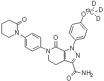 structure of CAS# 1261393-15-0, Apixaban-<sup>13</sup>C-d<sub>3</sub>