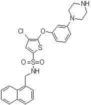 4-Chloro-N-(1-naphthalenylmethyl)-5-[3-(1-piperazinyl)phenoxy]-2-thiophenesulfonamide molecular structure (CAS 1261576-81-1)