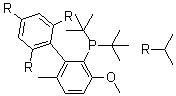 Bis(1,1-dimethylethyl)[3-methoxy-6-methyl-2',4',6'-tris(1-methylethyl)[1,1'-biphenyl]-2-yl]phosphine molecular structure (CAS 1262046-34-3)