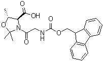 (4S,5R)-3-[2-[[(9H-Fluoren-9-ylmethoxy)carbonyl]amino]acetyl]-2,2,5-trimethyl-4-oxazolidinecarboxylic acid molecular structure (CAS 1262308-49-5)