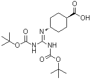 trans-4-[[Bis[[(1,1-dimethylethoxy)carbonyl]amino]methylene]amino]cyclohexanecarboxylic acid molecular structure (CAS 1263046-44-1)