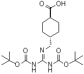 trans-4-[[[Bis[[(1,1-dimethylethoxy)carbonyl]amino]methylene]amino]methyl]cyclohexanecarboxylic acid molecular structure (CAS 1263047-40-0)