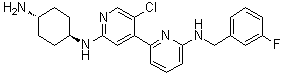 structure of CAS# 1263369-28-3, N2'-(trans-4-Aminocyclohexyl)-5'-chloro-N6-[(3-fluorophenyl)methyl]-[2,4'-bipyridine]-2',6-diamine;CDK9 inhibitor 2
