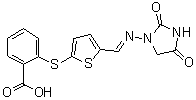 2-[[5-[[(2,4-Dioxo-1-imidazolidinyl)imino]methyl]-2-thienyl]thio]benzoic acid molecular structure (CAS 126384-99-4)