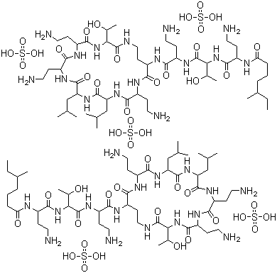 结构式 CAS# 1264-72-8, 硫酸粘杆菌素; 硫酸粘菌素
