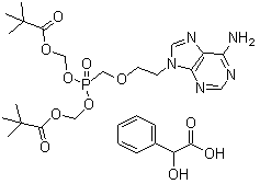 1,1'-[[[[2-(6-Amino-9H-purin-9-yl)ethoxy]methyl]phosphinylidene]bis(oxymethylene)] bis(2,2-dimethylpropanoate) alpha-hydroxyphenylacetate molecular structure (CAS 1265228-47-4)