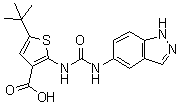 5-(1,1-Dimethylethyl)-2-[[(1H-indazol-5-ylamino)carbonyl]amino]-3-thiophenecarboxylic acid molecular structure (CAS 1265789-88-5)