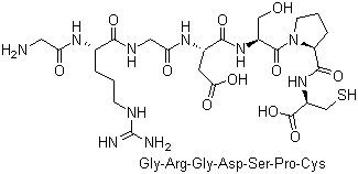 结构式 CAS# 126646-79-5, 甘氨酰-精氨酰-甘氨酰-天冬氨酰-丝氨酰-脯氨酰-半胱氨酸