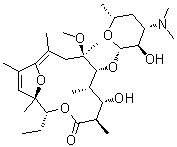 3-O-De(2,6-dideoxy-3-C-methyl-3-O-methyl-alpha-L-ribo-hexopyranosyl)-8,9,10,11-tetradehydro-9-deoxo-11,12-dideoxy-9,12-epoxy-6-O-methylerythromycin molecular structure (CAS 127157-35-1)
