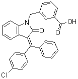 3-[[(3E)-3-[(4-Chlorophenyl)phenylmethylene]-2,3-dihydro-2-oxo-1H-indol-1-yl]methyl]benzoic acid molecular structure (CAS 1273323-67-3)
