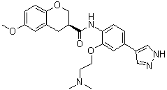 (3S)-N-[2-[2-(Dimethylamino)ethoxy]-4-(1H-pyrazol-4-yl)phenyl]-3,4-dihydro-6-methoxy-2H-1-benzopyran-3-carboxamide molecular structure (CAS 1273579-40-0)