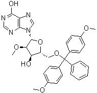 structure of CAS# 128219-84-1, 5'-O-[Bis(4-methoxyphenyl)phenylmethyl]-2'-O-methylinosine