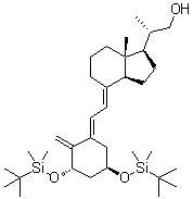 structure of CAS# 128387-35-9, (betaS,1R,3aS,4E,7aR)-4-[(2E)-2-[(3S,5R)-3,5-Bis[[(1,1-dimethylethyl)dimethylsilyl]oxy]-2-methylenecyclohexylidene]ethylidene]octahydro-beta,7a-dimethyl-1H-indene-1-ethanol