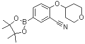2-[(Tetrahydro-2H-pyran-4-yl)oxy]-5-(4,4,5,5-tetramethyl-1,3,2-dioxaborolan-2-yl)benzonitrile molecular structure (CAS 1292317-54-4)