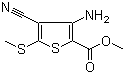 structure of CAS# 129332-45-2, Methyl 3-amino-4-cyano-5-(methylthio)-2-thiophenecarboxylate;Methyl 3-amino-4-cyano-5-(methylsulfanyl)thiophene-2-carboxylate