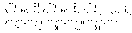 4-Nitrophenyl O-beta-D-glucopyranosyl-(1→4)-O-beta-D-glucopyranosyl-(1→4)-O-beta-D-glucopyranosyl-(1→4)-O-beta-D-glucopyranosyl-(1→4)-beta-D-glucopyranoside molecular structure (CAS 129411-63-8)