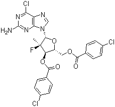 9-[(2R)-3,5-Bis-O-(4-chlorobenzoyl)-2-deoxy-2-fluoro-2-methyl-beta-D-erythro-pentofuranosyl]-6-chloro-9H-purin-2-amine molecular structure (CAS 1294481-82-5)