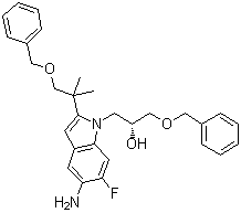 (alphaR)-5-Amino-2-[1,1-dimethyl-2-(phenylmethoxy)ethyl]-6-fluoro-alpha-[(phenylmethoxy)methyl]-1H-indole-1-ethanol molecular structure (CAS 1294504-67-8)