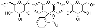 structure of CAS# 129787-66-2, 3',6'-Bis(beta-D-glucopyranosyloxy)spiro[isobenzofuran-1(3H),9'-[9H]xanthen]-3-one