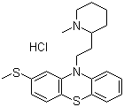结构式 CAS# 130-61-0, 盐酸硫利达嗪; 甲硫达嗪盐酸盐; 10-[2-(1-甲基-2-哌啶基)乙基]-2-(甲硫基)-10H-吩噻嗪盐酸盐