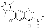 结构式 CAS# 1300031-65-5, 4-氯-7-(3,5-二甲基-4-异恶唑基)-6-甲氧基-3-硝基喹啉