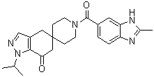 1,4-Dihydro-1'-[(2-methyl-1H-benzimidazol-6-yl)carbonyl]-1-(1-methylethyl)spiro[5H-indazole-5,4'-piperidin]-7(6H)-one molecular structure (CAS 1301214-47-0)