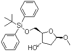 结构式 CAS# 130144-86-4, 1-甲氧基-5-O-(叔丁基二苯基硅烷)-2-脱氧-beta-D-赤式戊呋喃糖苷