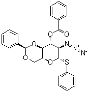 苯基 2-叠氮基-2-脱氧-4,6-O-[(R)-苯基亚甲基]-1-硫代-beta-D-吡喃葡萄糖苷 3-苯甲酸酯分子结构 (CAS 1301693-32-2)