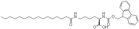 N2-[(9H-Fluoren-9-ylmethoxy)carbonyl]-N6-(1-oxohexadecyl)-D-lysine molecular structure (CAS 1301706-55-7)