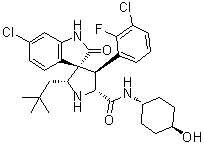 (2'R,3S,4'S,5'R)-6-Chloro-4'-(3-chloro-2-fluorophenyl)-2'-(2,2-dimethylpropyl)-1,2-dihydro-N-(trans-4-hydroxycyclohexyl)-2-oxospiro[3H-indole-3,3'-pyrrolidine]-5'-carboxamide molecular structure (CAS 1303607-07-9)