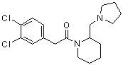 structure of CAS# 130497-33-5, 1-[(3,4-Dichlorophenyl)acetyl]-2-(1-pyrrolidinylmethyl)piperidine;BRL 52537