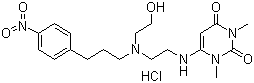结构式 CAS# 130656-51-8, 盐酸尼非卡兰; 1,3-二甲基-6-[[N-(2-羟乙基)-N-(4-硝基苯基丙基)氨基]乙基氨基]-2,4(1H,3H)-嘧啶二酮盐酸盐
