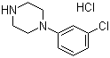 structure of CAS# 13078-15-4, 1-(3-Chlorophenyl)piperazine hydrochloride;1-(3-Chlorophenyl)piperazinium chloride