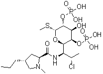Methyl 7-chloro-6,7,8-trideoxy-6-[[[(2S,4R)-1-methyl-4-propyl-2-pyrrolidinyl]carbonyl]amino]-1-thio-L-threo-alpha-D-galacto-octopyranoside 2,4-bis(dihydrogen phosphate) molecular structure (CAS 1309048-48-3)