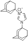 structure of CAS# 131042-78-9, 1,3-Diadamantylimidazolium chloride;1,3-Bis(1-adamantanyl)imidazolium chloride; 1,3-Bis(adamant-1-yl)-1,3-dihydro-2H-imidazol-2-ylidene monohydrochloride; 1,3-Di(1-adamantyl)imidazolium chloride; 1,3-Di(adamant-1-yl)imidazolium chloride; 1,3-Di(adamantan-1-yl)imidazolium chloride