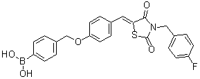 B-[4-[[4-[(Z)-[3-[(4-Fluorophenyl)methyl]-2,4-dioxo-5-thiazolidinylidene]methyl]phenoxy]methyl]phenyl]boronic acid molecular structure (CAS 1312201-00-5)