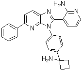 结构式 CAS# 1313881-70-7, 3-[3-[4-(1-氨基环丁基)苯基]-5-苯基-3H-咪唑并[4,5-b]吡啶-2-基]-2-吡啶胺