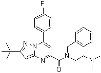 N-[2-(Dimethylamino)ethyl]-2-(1,1-dimethylethyl)-7-(4-fluorophenyl)-N-(phenylmethyl)pyrazolo[1,5-a]pyrimidine-5-carboxamide molecular structure (CAS 1314206-29-5)