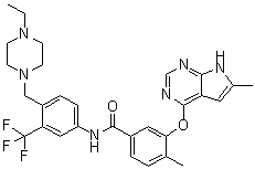 N-[4-[(4-Ethyl-1-piperazinyl)methyl]-3-(trifluoromethyl)phenyl]-4-methyl-3-[(6-methyl-7H-pyrrolo[2,3-d]pyrimidin-4-yl)oxy]benzamide molecular structure (CAS 1315330-11-0)