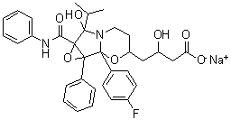 1b-(4-Bluorophenyl)hexahydro-beta,7-dihydroxy-7-(1-methylethyl)-1a-phenyl-7a-[(phenylamino)carbonyl]-3H-oxireno[3,4]pyrrolo[2,1-b][1,3]oxazine-3-butanoic acid sodium salt molecular structure (CAS 1315629-79-8)