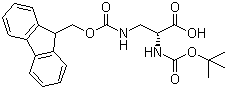 structure of CAS# 131570-56-4, N-Boc-N'-Fmoc-D-2,3-diaminopropionic acid;Boc-D-Dap(Fmoc)-OH