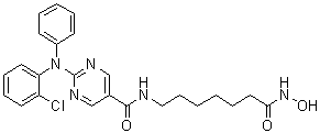 structure of CAS# 1316215-12-9, 2-[(2-Chlorophenyl)phenylamino]-N-[7-(hydroxyamino)-7-oxoheptyl]-5-pyrimidinecarboxamide