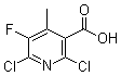 2,6-Dichloro-5-fluoro-4-methyl-3-pyridinecarboxylic acid molecular structure (CAS 132195-42-7)