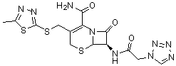 (7R)-3-[[(5-Methyl-1,3,4-thiadiazol-2-yl)thio]methyl]-8-oxo-7-[[2-(1H-tetrazol-1-yl)acetyl]amino]-5-thia-1-azabicyclo[4.2.0]oct-2-ene-2-carboxamide molecular structure (CAS 1322626-65-2)
