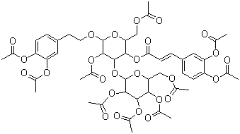 (E)-2-[3,4-Bis(acetyloxy)phenyl]ethyl 3-O-(2,3,4,6-tetra-O-acetyl-beta-D-glucopyranosyl)-beta-D-glucopyranoside 2,6-diacetate 4-[3-[3,4-bis(acetyloxy)phenyl]-2-propenoate] molecular structure (CAS 132302-25-1)