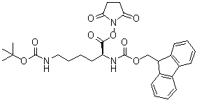 N6-[(1,1-Dimethylethoxy)carbonyl]-N2-[(9H-fluoren-9-ylmethoxy)carbonyl]-L-lysine 2,5-dioxo-1-pyrrolidinyl ester molecular structure (CAS 132307-50-7)