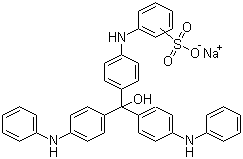 结构式 CAS# 1324-80-7, 酸性蓝 19; 碱蓝 6B; [[4-[羟基双(4-苯胺基苯基)甲基]苯基]氨基]苯磺酸钠盐