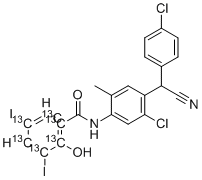 结构式 CAS# 1325559-20-3, 氯生太尔-13C6
