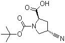 结构式 CAS# 132622-80-1, (2R-反式)-4-氰基-1,2-吡咯烷二羧酸 1-叔丁酯